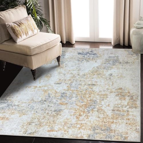 Safunion Teppich Moderne abstrakte Teppiche für Wohnzimmer Schlafzimmer Esszimmer rutschfeste weiche Teppich-Bodenmatte (Abstraktes Grau/Beige/Gold/Mehrfarbig, 120 x 160 cm) von Safunion