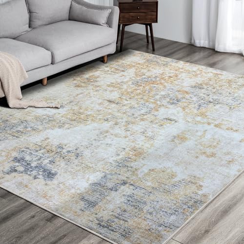 Safunion Teppich Moderne abstrakte Teppiche für Wohnzimmer Schlafzimmer Esszimmer rutschfeste weiche Teppich-Bodenmatte (Abstraktes Grau/Beige/Gold/Mehrfarbig, 200 x 250 cm) von Safunion