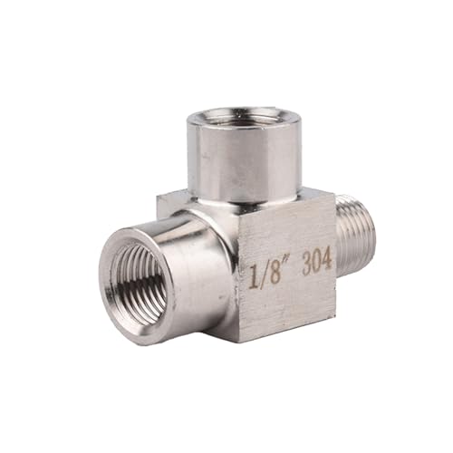 1/8" T-Stück Verbindung, 3-Wege Tee Verbindungs Kupplung aus Edelstahl fur Trinkwasser Sanitär (IG x IG x AG) von SagaSave