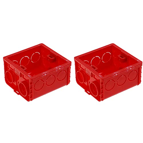 2 Stück Kunststoffbox Montagebox, 86mm x 86mm x 46mm Schalter Anschlussdose, Langlebige Box zur Montage Elektrischer Geräte (Rot) von SagaSave