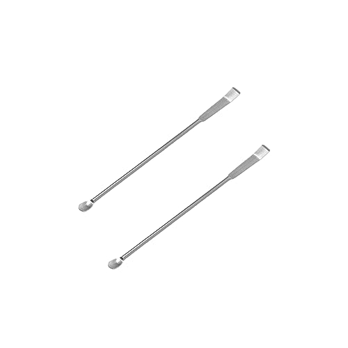 2 Stück Mikrolöffel Spatel, 100 MM - 250 MM Probenahme Spatel Edelstahl Medizinlöffel Doppelkopf Pillenhalter Schaufel Probenlöffel für Labor von SagaSave
