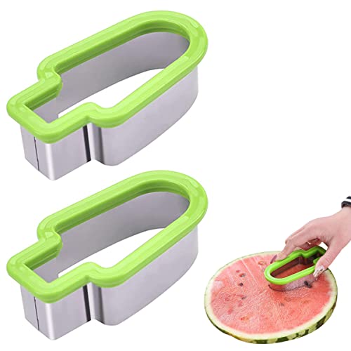 2PCS Kreative Wassermelonenschneider-Modellierung, Wassermelonenschneider, Wassermelonenmesser, Eis am Stiel, Form, Edelstahl-Eis am Stiel, Obst, Sommer, Wassermelone, Artefakt, Eiscreme-Modell von SagaSave