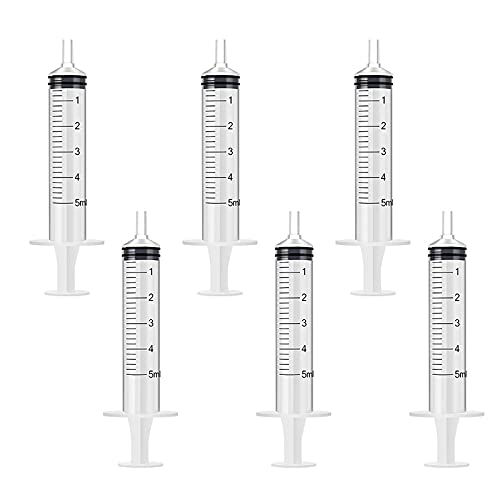 5 ml Spritzen für wissenschaftliche Labore und Dosierung mehrerer Anwendungen, Messspritzen-Werkzeug, Tierfütterung, Pflanzenbewässerung, Nachfüllen ohne Nadel, 6 Stück von SagaSave