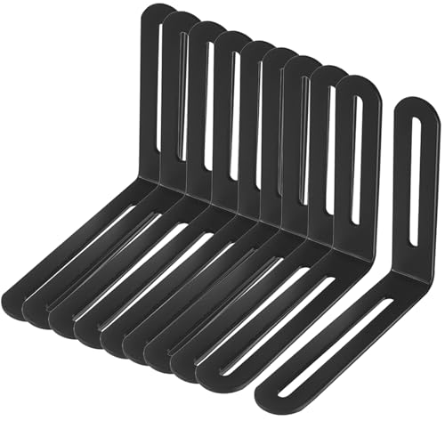 Befestigungswinkel Verstellbare, L Form Möbel Eckwinkel 90 Grad Bauwinkel Winkelverbinder mit Langloch, 120x100x24mm, 10er Pack Schwarz von SagaSave