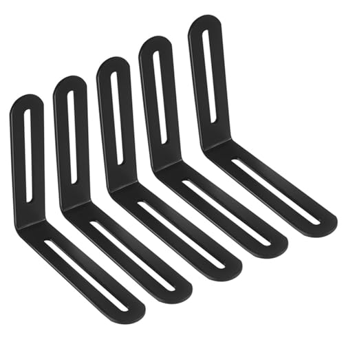 Befestigungswinkel Verstellbare, L Form Möbel Eckwinkel 90 Grad Bauwinkel Winkelverbinder mit Langloch, 120x100x24mm, 5er Pack Schwarz von SagaSave