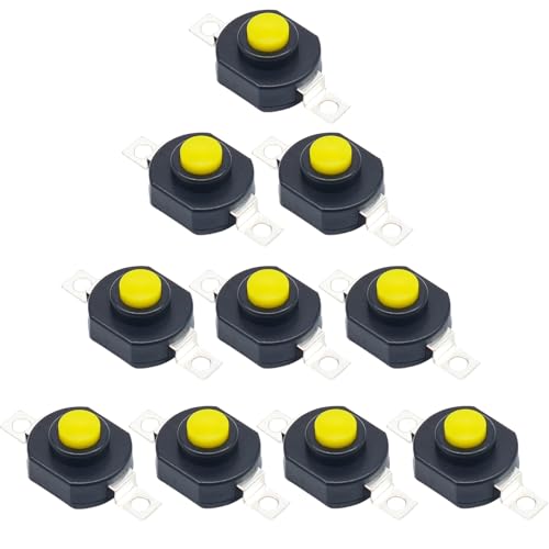 DC 30V 0.5A Mini Schalter Drucktaster, Tactile Button Switch Self-Lock Druckknopfschalter, 12x14 mm Ersatzteile für Elektronische DIY-Projekte, Lampe, Taschenlampe (10er Pack) von SagaSave