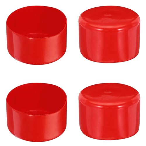 Gummi-Endkappe, 85 mm Innendurchmesser, runde Rohrschraubenkappe, Schutzabdeckung, Gummi-Endkappe, flexible Schutzkappe aus PVC für Rohre, Zaun, Rohrpfosten, Möbel, Geländer, Rot, 4 Stück von SagaSave