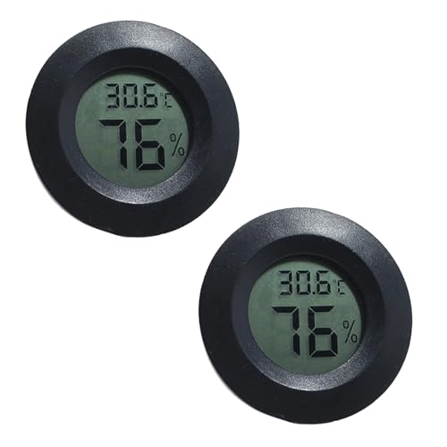 Mini Thermometer Hygrometer, 2-tlg Temperature Humidity Monitor Luftfeuchtigkeitsmesser für Aquarien Terrarien Kühlschrank Greenhouse (Schwarz) von SagaSave