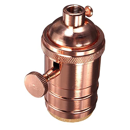 Retro Lampenfassung, Edison Antik Aluminium Pendelleuchte Sockel mit Drehschalter für E26/E27 Leuchten DIY (Rot Bronze) von SagaSave