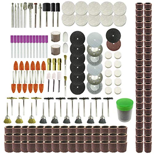 Rotationswerkzeug-Set, 217-teiliges Rotationswerkzeug-Zubehör-Set zum Schleifen, Schneiden und Polieren, Bohrer, Schleifhülsen, Trommeln, Diamantspitzen-Bit, Schleifpapier, Filz- und Messingrad, von SagaSave