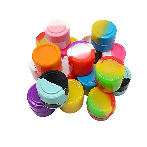 SagaSave 10 Stück leere Probentöpfe, Mini-Silikonbehälter, 2 ml Antihaft-Wachsbehälter, ätherische Ölverpackung, rund für Ölwachskonzentrat, Cremes, zufällige Farbe von SagaSave