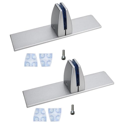 SagaSave 2 Stück T-förmige Schreibtisch Partition Klammer, Aluminiumlegierung Freistehende Trennwand Basishalterung mit freistehenden Basis für 2-25mm Partition (Silber) von SagaSave