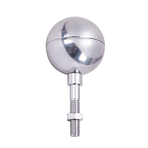 SagaSave 3 Zoll Fahnenmast Top Ball Ornament Fahnenmast Topper Aluminium Fahnenmast Topper für die Spitze der Fahnenmastkappen im Freien, Silber von SagaSave