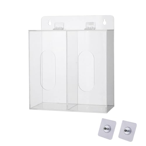 SagaSave Gesichtsmaskenspender, Acryl Einweg-Gesichtsmaske und Handschuhspender Box Halter mit Deckel, Wandhalterung Aufbewahrungsbehälter für Handschuhe, Schuhüberzüge, Haarnetze (M) von SagaSave