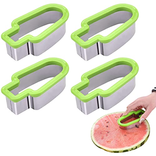 4PCS Kreative Wassermelonenschneider-Modellierung, Wassermelonenschneider, Wassermelonenmesser, Eis am Stiel, Form, Edelstahl-Eis am Stiel, Obst, Sommer, Wassermelone, Artefakt, Eiscreme-Modell von SagaSave