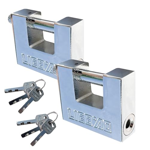 Schwerlast Vorhängeschloss mit Schlüssel, 90mm Schloss Sicherheitsschloss aus Edelstahl für Lagerhäuser Spinde Garagen Container Schuppen, 2er Pack von SagaSave