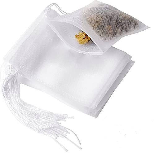 Teebeutel Leeres, 100 Stück Teefilterbeutel Einweg-Infuser mit Kordelzug 5x7cm / 8x10cm / 14x16cm / 20x25cm Filterbeutel Leere Teebeutel Taschen mit Kordelzug für lose Blatt Tee von SagaSave