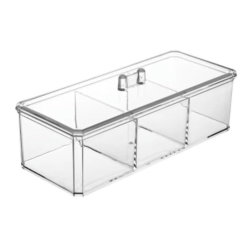 Transparenter Badezimmer-Organizer, 3 Fächer, Wattestäbchenhalter mit Deckel, kleine Aufbewahrungsbehälter für Büro, Badezimmer, Zuhause von SagaSave