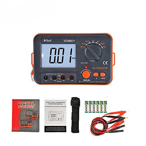 VC480C+ Milliohm-Meter, Digitale Milli-Ohm-Meter LCD mit Hintergrundbeleuchtung 4-Draht-Test Low Resistance Multimeter 6 Bereiche Genauigkeit Vermesser von SagaSave