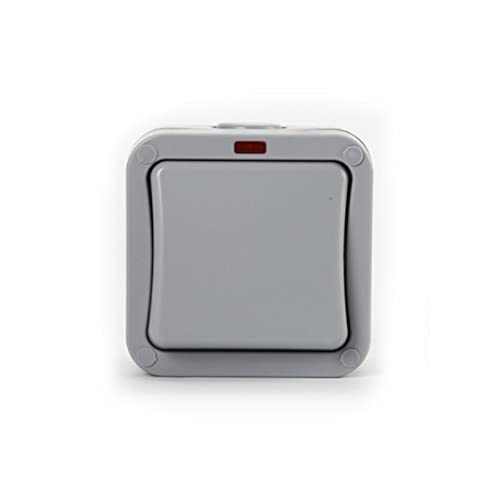Wetterfester Schalter Lichtschalter IP65 Outdoor Einzelschalter Staubdichter Schalter Outdoor Grau Staub Steckdosen Box für Outdoor Garten Badezimmer Werkstatt Balkon-1 Gang von SagaSave