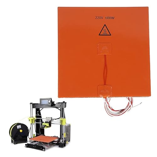 Zubehör für 3D-Drucker, 200 x 200 mm 3D-Drucker Silikonkautschuk-Heizung Creality Heißbettplatte mit beheizter Bettkabelleitung 220 V 600 W von SagaSave