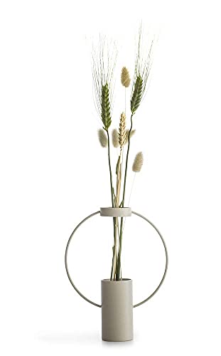 SAGAFORM Moon Vase klein, Sand, H21cm, Ø16,5cm, Boho Deko Vase aus pulverbeschichtetem Metall, Vase für Pampasgras oder Schnittblumen, Moderne Design Vase, Design by Pascal Charmolu von Sagaform