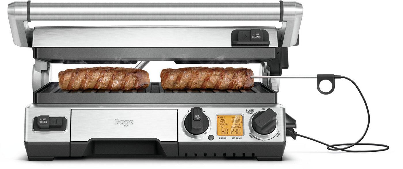 Sage Kontaktgrill the Smart Grill Pro, BGR840BSS, 2400 W, antihaftbeschichtete und geneigte Grillfläche von Sage