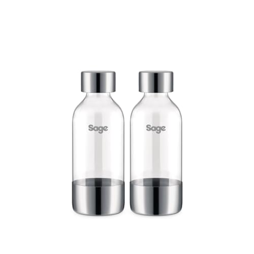 Sage - The InFizz Bottles 0.6L - Flasche kompatibel mit dem InFizz Fusion Home Wassersprudler - 2er Pack, Gebürsteter Edelstahl von Sage
