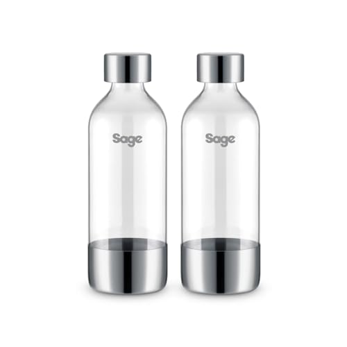 Sage - The InFizz Bottles 1L - Flasche kompatibel mit dem InFizz Fusion Home Wassersprudler - 2er Pack, Gebürsteter Edelstahl von Sage