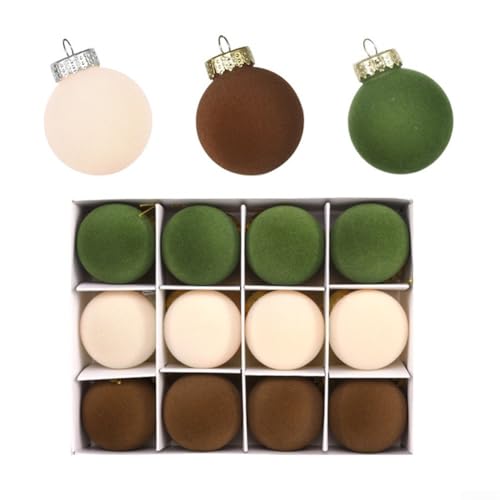 12 Stück Samt-Weihnachtskugeln, Samt-Weihnachtsbaum-Deko-Kugeln, beflockt, bruchsicher, Kunststoff, dekorative hängende Kugeln, Weihnachtsbirnen für Weihnachtsfeier (D) von SageFurned