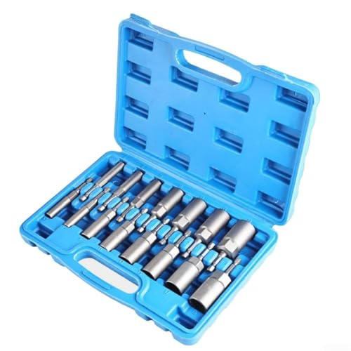 15-teiliges Innensechskant-Steckschlüssel-Set, tiefer Steckschlüssel-Set, 6,35 mm (1/4 Zoll) Antrieb, Sechskantschaft, Mutternschlüssel, 5,5–19 mm, Metall-Werkzeug-Set für die Reparatur von von SageFurned