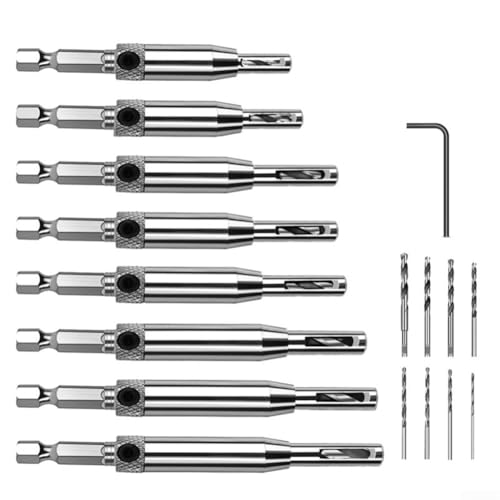 17 Stück selbstzentrierende Bohrer-Bit-Set, 6,35 mm Sechskantschaft, Schnellwechsel-Scharnierbohrer für Holzbearbeitung, Tür, Fenster, Schrankscharniere – inklusive Sechskantschlüssel und 8 Bits 17 Stück selbstzentrierende Bohrer-Bit-Set, 6,35 mm Sechskantschaft, Schnellwechsel-Scharnierbohrer für Holzbearbeitung, Tür, Fenster, Schrankscharniere – inklusive Sechskantschlüssel und 8 Bits von SageFurned