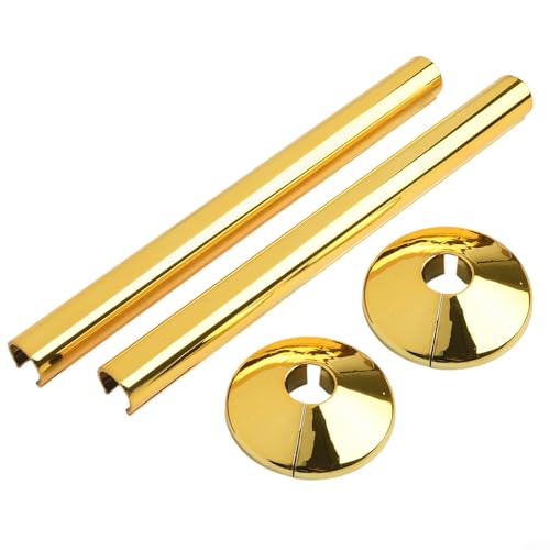 2 Stück Heizkörperrohrabdeckungen und 2 Stück Rohrmanschetten, Heizkörperrohrabdeckungen, 15 mm x 200 mm, Heizkörperrohr-Abdeckung, dekorative Ringabdeckung (Gold) von SageFurned