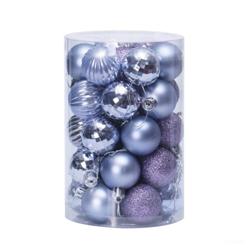34-teiliges Weihnachtskugel-Ornament-Set aus Kunststoff mit Haken und verschiedenen Oberflächen für den Innen- und Außenbereich (11#) von SageFurned