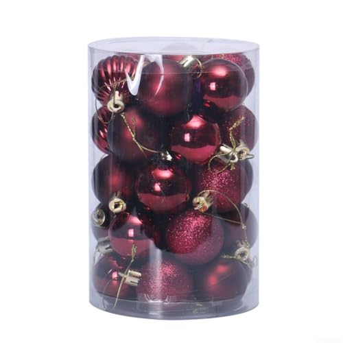 34-teiliges Weihnachtskugel-Ornament-Set aus Kunststoff mit Haken und verschiedenen Oberflächen für den Innen- und Außenbereich (7#) von SageFurned