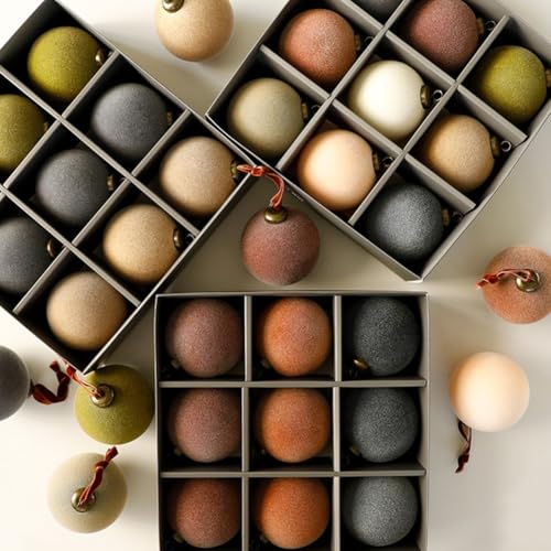 9 Stück Samt-Weihnachtskugeln Bulk beflockte Weihnachtsbaumkugel-Ornamente, lastic Xmas dekorative hängende Ornamente für Silvester Urlaub Party Kugeln (B) von SageFurned