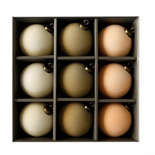 9 Stück Samt-Weihnachtskugeln Bulk beflockte Weihnachtsbaumkugel-Ornamente, lastic Xmas dekorative hängende Ornamente für Silvester Urlaub Party Kugeln (D) von SageFurned