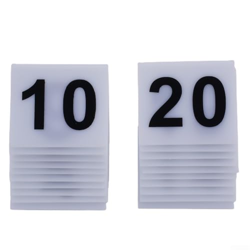Elegante Tischnummernschilder aus Acryl mit schwarzen Zahlen 1 bis 40 für Veranstaltungen und Restaurants (weiß) von SageFurned