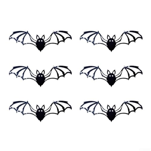 Fledermaus-Halloween-Dekoration, 72 Stück, wiederverwendbare Aufkleber für Zuhause, 3D-Wanddekoration, doppellagige Totenkopf-Rose, PVC-Fensterdekoration, Party, Sommer (B) von SageFurned