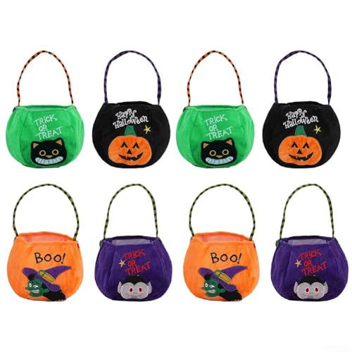 Halloween-Vlies-Süßigkeitentüten mit Griffen für Kinder, 8 Stück, wiederverwendbare Stoff-Tragetaschen mit Hexe, schwarze Katze, Jack-O-Lantern-, Fledermaus-Design, Partyzubehör, Sammeltaschen, 16 x Halloween-Vlies-Süßigkeitentüten mit Griffen für Kinder, 8 Stück, wiederverwendbare Stoff-Tragetaschen mit Hexe, schwarze Katze, Jack-O-Lantern-, Fledermaus-Design, Partyzubehör, Sammeltaschen, 16 x von SageFurned