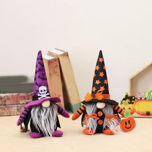 Halloween Zwerg Puppen Set mit 2 skurrilen Figuren mit Hexenhut Desktop Dekoration für festliche Home Party Display Lila Orange Halloween Zwerg Puppen Set mit 2 skurrilen Figuren mit Hexenhut Desktop Dekoration für festliche Home Party Display Lila Orange von SageFurned