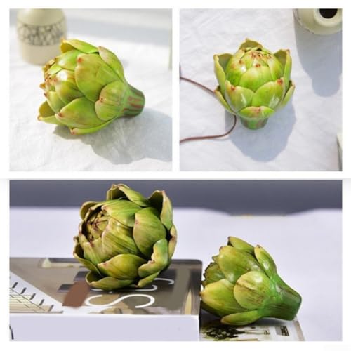 Künstliche Artischocke, künstliches Gemüse, dekorative Früchte für Küche, Zuhause, Hochzeit, Tafelaufsätze, DIY-Projekte, 3 Stück, realistisches Kunstgemüse, Dekoration, 8 x 9 cm, grün, gelb (grün) von SageFurned