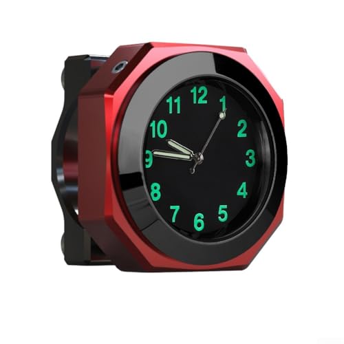 Motorrad-Lenkeruhr aus Aluminiumlegierung, wasserdicht IPX7, leuchtende Quarzuhr (rot) von SageFurned