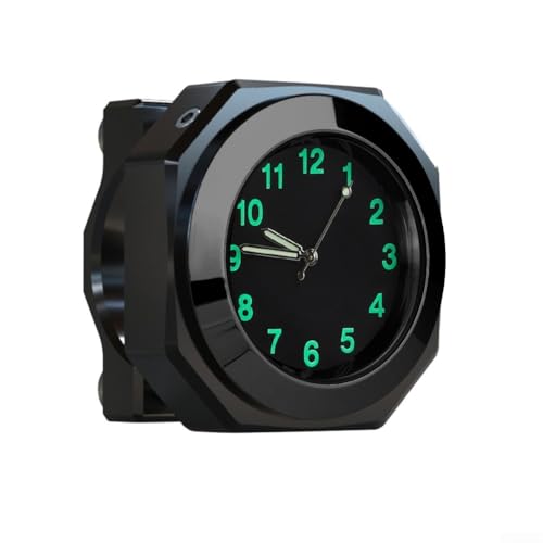 Motorrad-Lenkeruhr aus Aluminiumlegierung, wasserdicht IPX7, leuchtende Quarzuhr (schwarz) von SageFurned