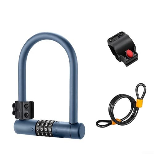 Robustes Fahrrad-U-Schloss mit 4-stelligem Zahlencode, Diebstahlschutz, Sicherheits-Fahrradschloss, Stahlkabel, wasserdicht (grau) von SageFurned