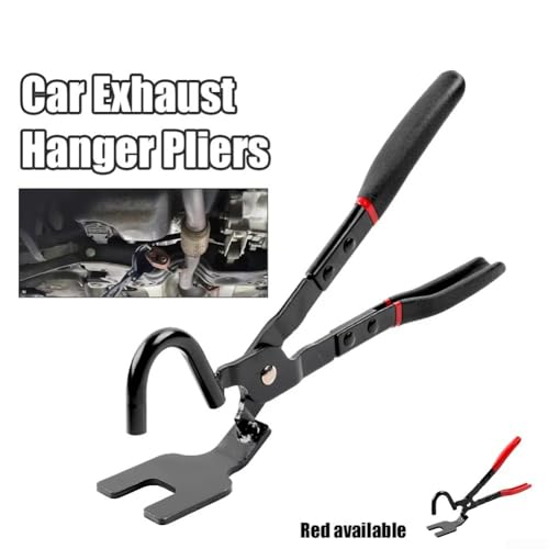 SageFurned Auspuffaufhänger Entfernungszange Werkzeug Hartstahl Auto LKW Gummi Halterung Entferner 30 cm Professionelle Autoreparatur Werkstatt Garage Werkzeug mit ergonomischem PVC-Griff Rot Schwarz von SageFurned