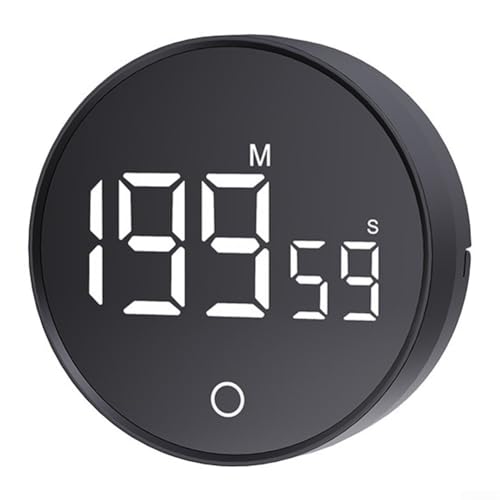 SageFurned Digitaler visueller Küchentimer, magnetischer Countdown-Timer, 60 Minuten, großer LED-Bildschirm mit einstellbarer Helligkeit und Lautstärke für Kochaktivitäten (schwarz) von SageFurned