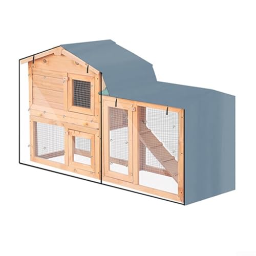 SageFurned Dreieckige Abdeckung für Kaninchenstall, robustes 210D-Oxford-Gewebe, winddicht, wasserdicht, mit transparenter Frontplatte (grau, 180 x 52 x 86 cm) von SageFurned