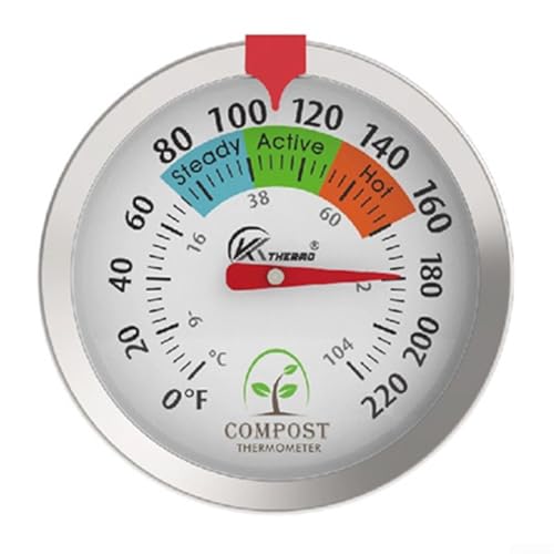 SageFurned Edelstahl Erde Kompost Thermometer Garten Feuchtigkeitsmesser zur Temperaturmessung in Hochbeeten Gewächshaus Keine Batterie erforderlich Gartenwerkzeug (50 cm) von SageFurned