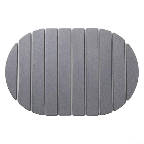 SageFurned Faltbare Kieselgur Abtropfmatte ovale Stein-saugfähige Oberseite trocknet schnell Geschirr und Glaswaren, schützt Küchenarbeitsplatten und Badezimmerbereiche in mittelgrau (grau-B) von SageFurned
